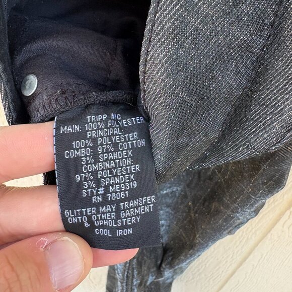 Tripp NYC Glitter Pants Women's 27 Back Silver Grunge Emo Goth Skull Party NYE - Picture 5 of 11